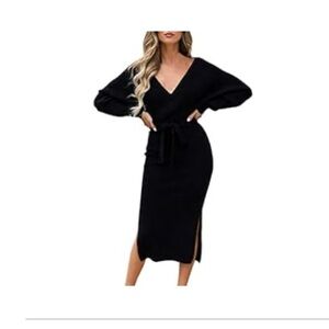 Elegant Black V-Neck Dress